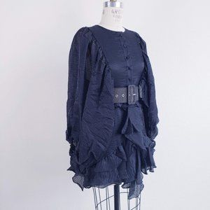 Ruffle Me Right Balloon Sleeve Belted Mini Dress